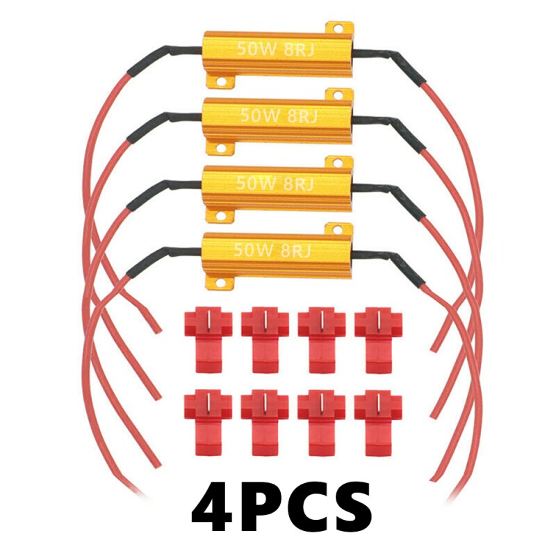4 Pcs 50W 8 Ohm LED Load Resistors Fix LED Bulb Fast Hyper Flash Turn Signal Blink Error Code 15mm X 50mm For Auto Led Lighting I3165973206